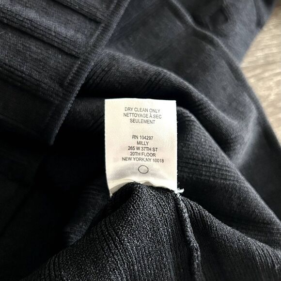 EUC‎ MILLY Black Geometric Ribbed Knit Sweater Top Size Small Stretchy Crew Neck - Picture 13 of 13